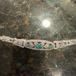 Elegant Silver and Emerald Bracelet